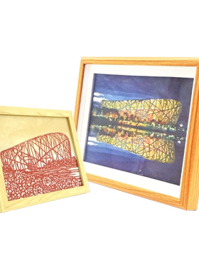 非遗剪纸鸟巢剪影