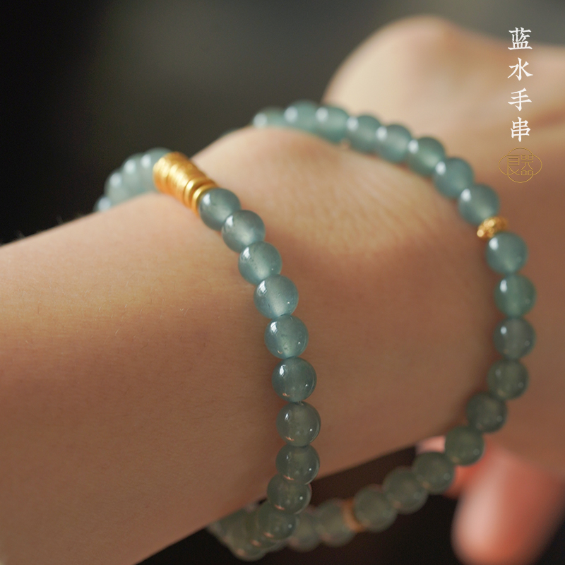 良器丨天然A货翡翠手串女 蓝水翡翠双圈手串手链气质款送女友礼物