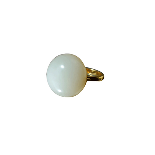 良器艺术| 天然和田玉白玉戒指 羊脂白玉籽料蛋面18K金镶玉戒指