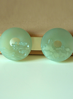 良器艺术  海誓山盟 和田玉青玉山水挂件情侣挂坠男女款颈饰