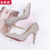 礼服高跟鞋 结婚鞋 子婚纱新娘鞋 2025年新款 细跟水晶婚鞋 女银色伴娘