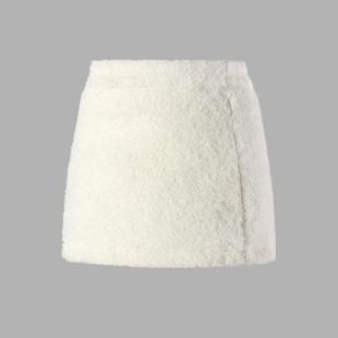 秋冬新款女童显瘦白色高腰包臀裙儿童高腰半身裙百搭毛呢A字短裙