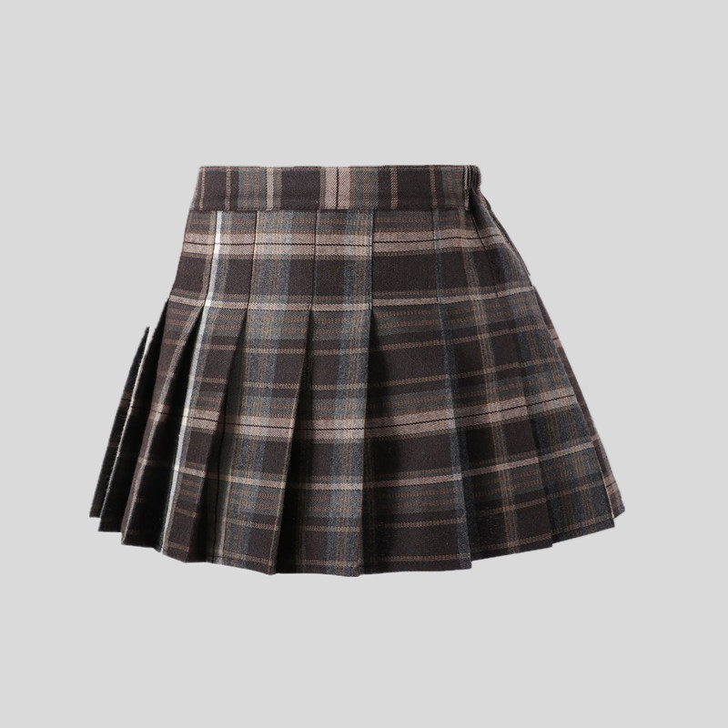 新款秋冬装女童格纹百褶半身裙儿童格短裙子防走光A字裙潮学院风