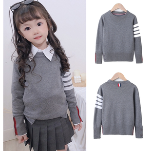 儿童母女装条纹套头毛衣ins中大童针织衫男女童春秋装学院风外套