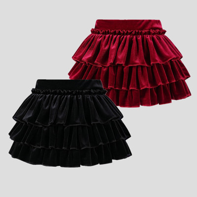 女童高腰显瘦芭蕾风丝绒蛋糕裙