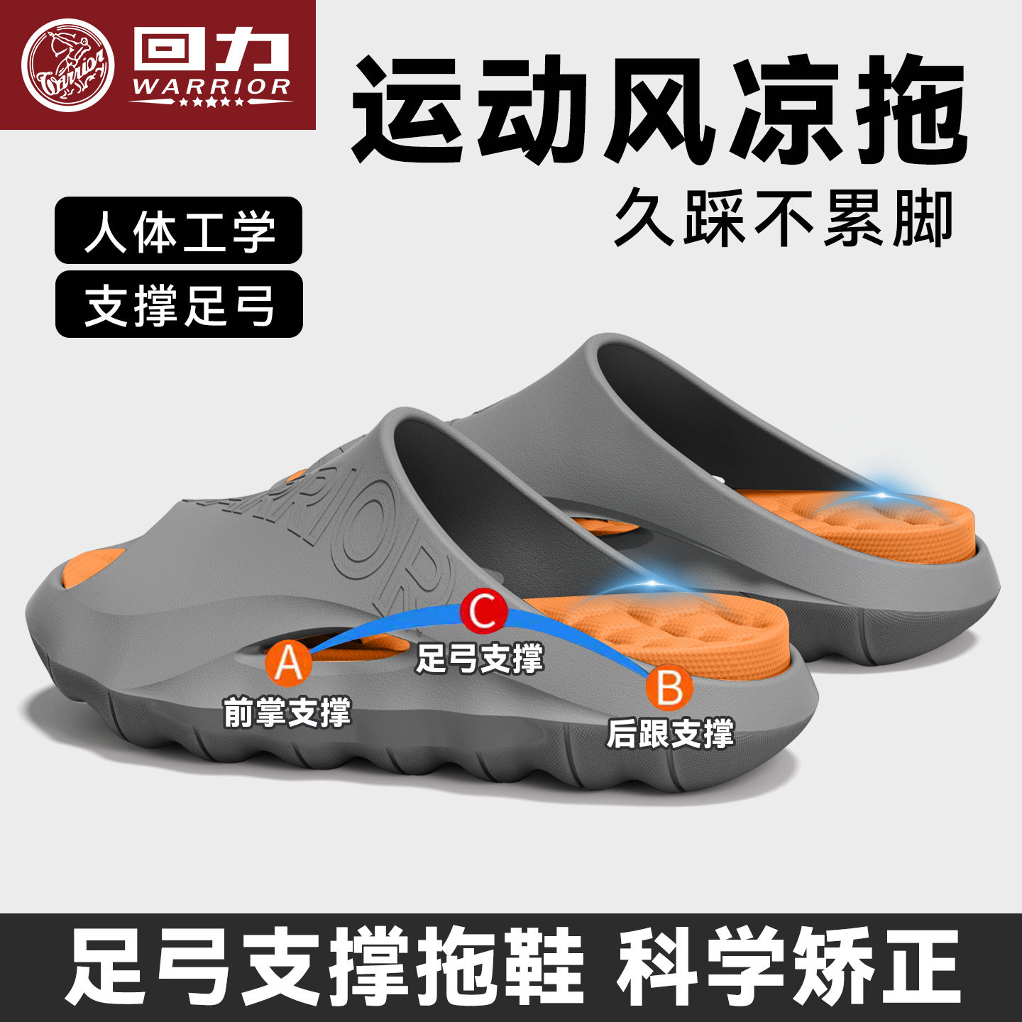 回力拖鞋男款2026新款防滑防臭夏季外穿厚底足弓支撑男式运动凉拖