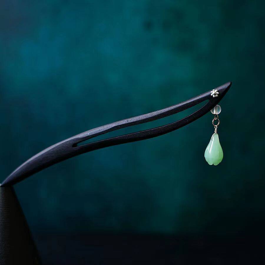 小水滴 木簪子简约 原创设计手工发饰超仙流苏步摇民族风木质头饰