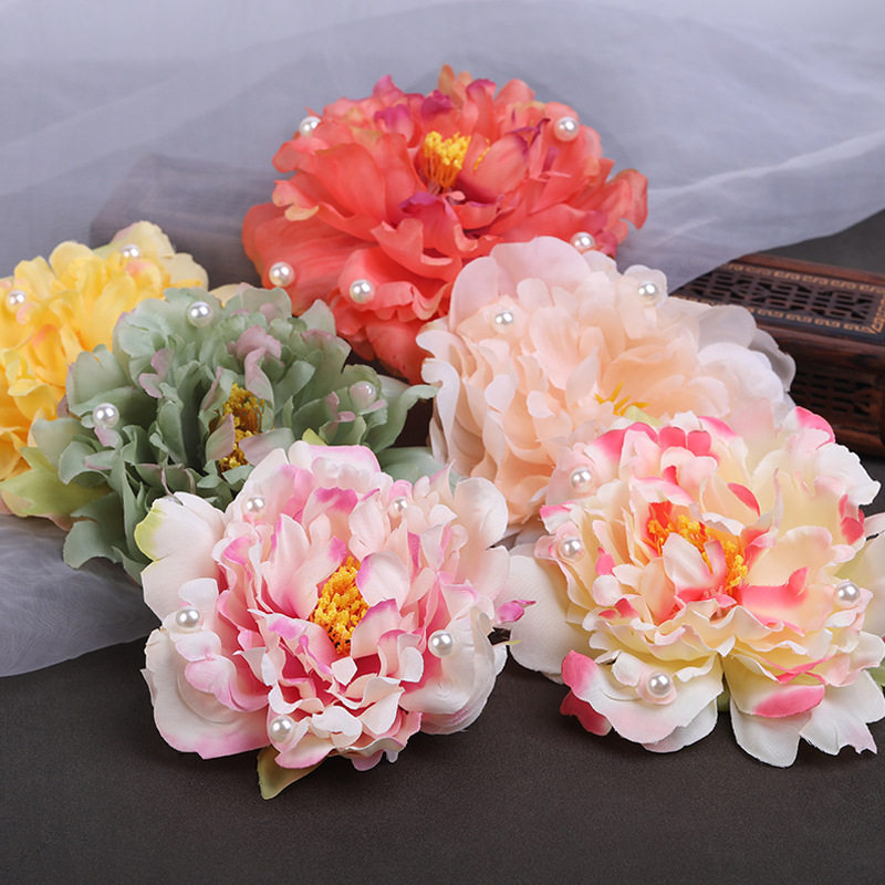 牡丹绢花唐宋汉服花朵发饰对夹宫廷复古风大牡丹花发钗后压头饰女