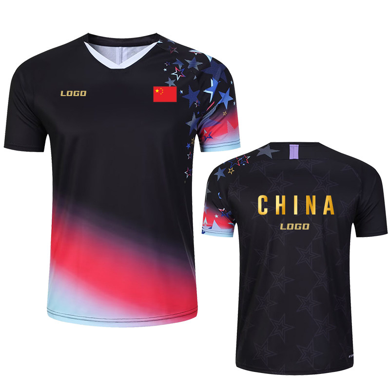 国家羽毛球队新款中青队大赛服短袖速干上衣儿童训练比赛服印字