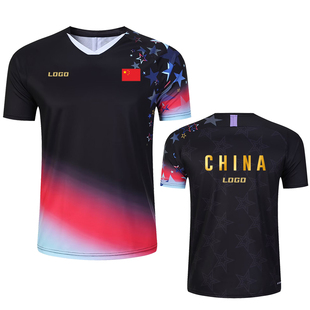 国家羽毛球队新款中青队大赛服短袖速干上衣儿童训练比赛服印字