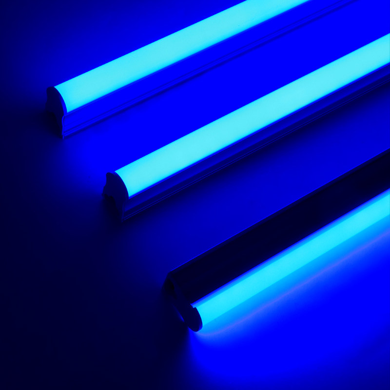 蓝色灯管t5光管氛围长条发光冰蓝光彩色日光荧光led一体补光线条