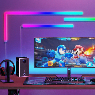 电竞房间装饰氛围灯条拾音节奏电脑桌面墙面背景布置g赛博朋