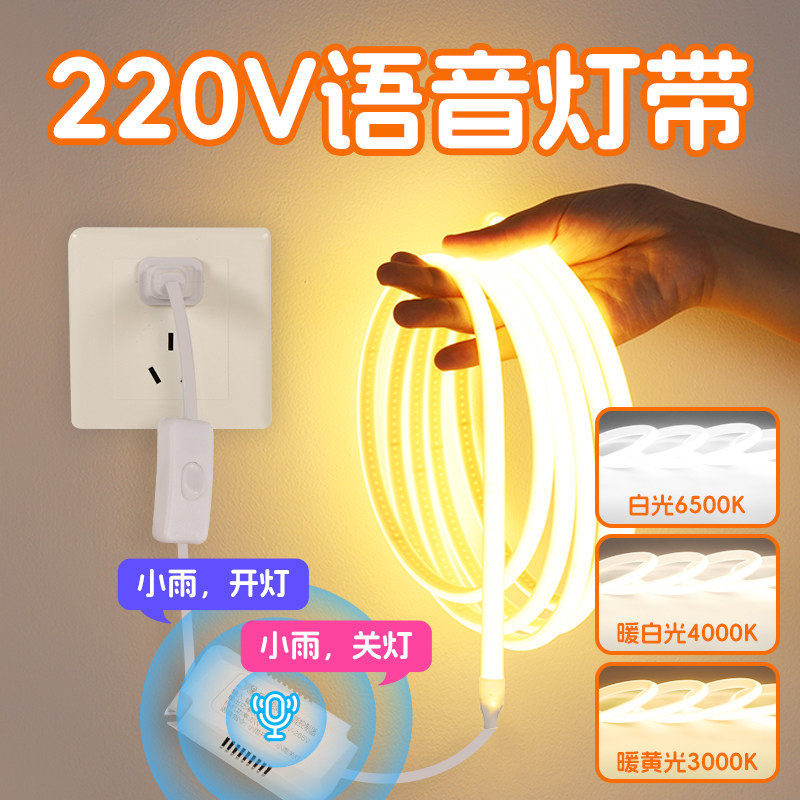 智能语音控制灯带声控感应卧室床底床头氛围插电款小夜灯led灯条
