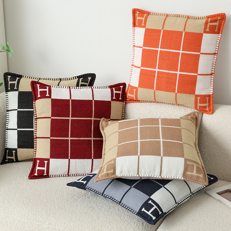 爱马抱套菱格针织抱枕套纯色午睡靠垫套床上靠枕飘窗坐垫沙发靠垫