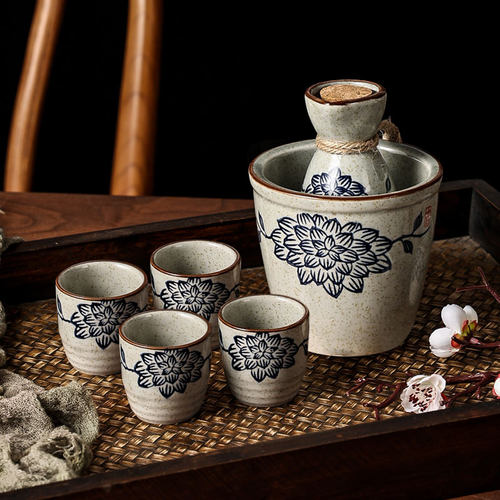 日式陶瓷酒具清酒黄酒白酒小酒盅温酒壶酒杯分酒器温酒器家用老式