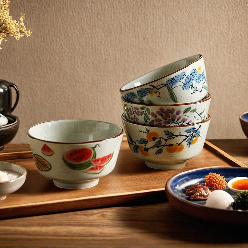 中式复古5英寸糖水碗家用陶瓷高脚饭碗米饭碗釉下彩餐具个人专用,餐饮具,碗,淘宝优惠券,粉丝福利购,淘宝优惠卷