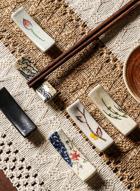 日式家用陶瓷筷子架托筷子垫筷架小筷托筷枕勺子支架托架筷子托放