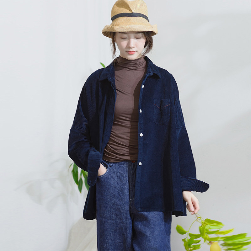 柒白春秋季灯芯绒外套女