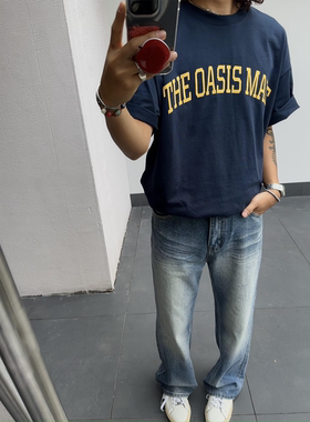 RonnShop日系休闲复古vintage街头宽松印花vibe短袖T恤