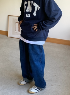 RonnShop日系潮流宽松休闲直筒牛仔裤