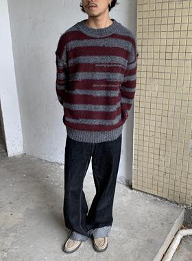 RonnShop秋冬新款日系宽松复古套头羊毛毛衣vintage