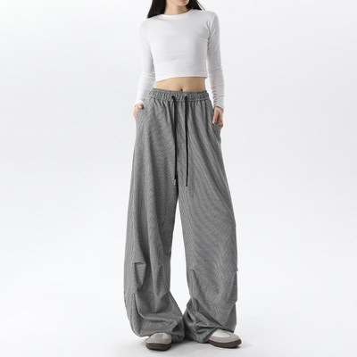 2025秋季新款女装女裤中性风廓形弯刀糯米裤学院休闲大码裤子