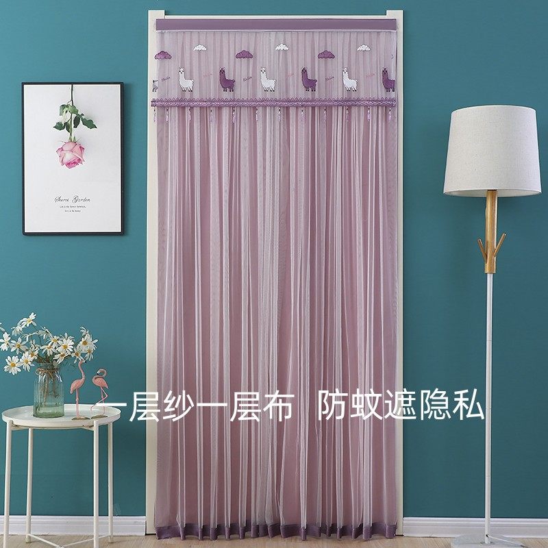 防蚊门帘家用免打孔魔术贴纱布