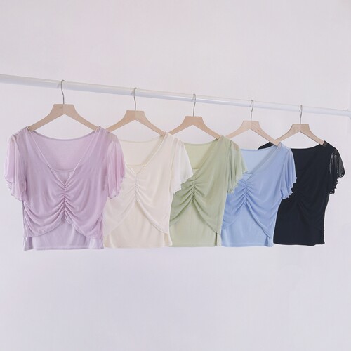 高弹显瘦形体舞蹈服女短袖