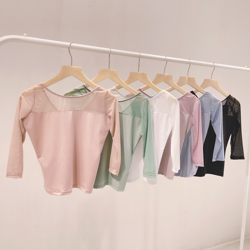 网纱拼接舞蹈服女上衣形体舞韵身