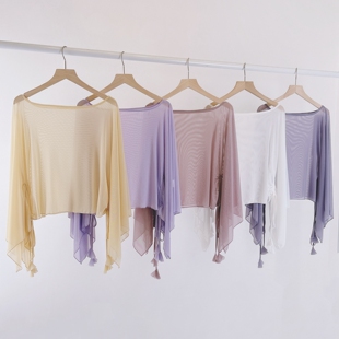 宽松大码飘逸古典舞舞蹈服练功服形体服网纱衣罩衫演出服