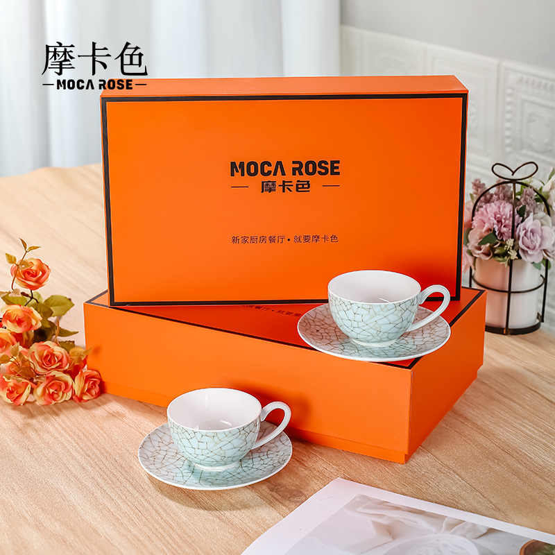 摩卡色咖啡杯碟套装家用高档精致
