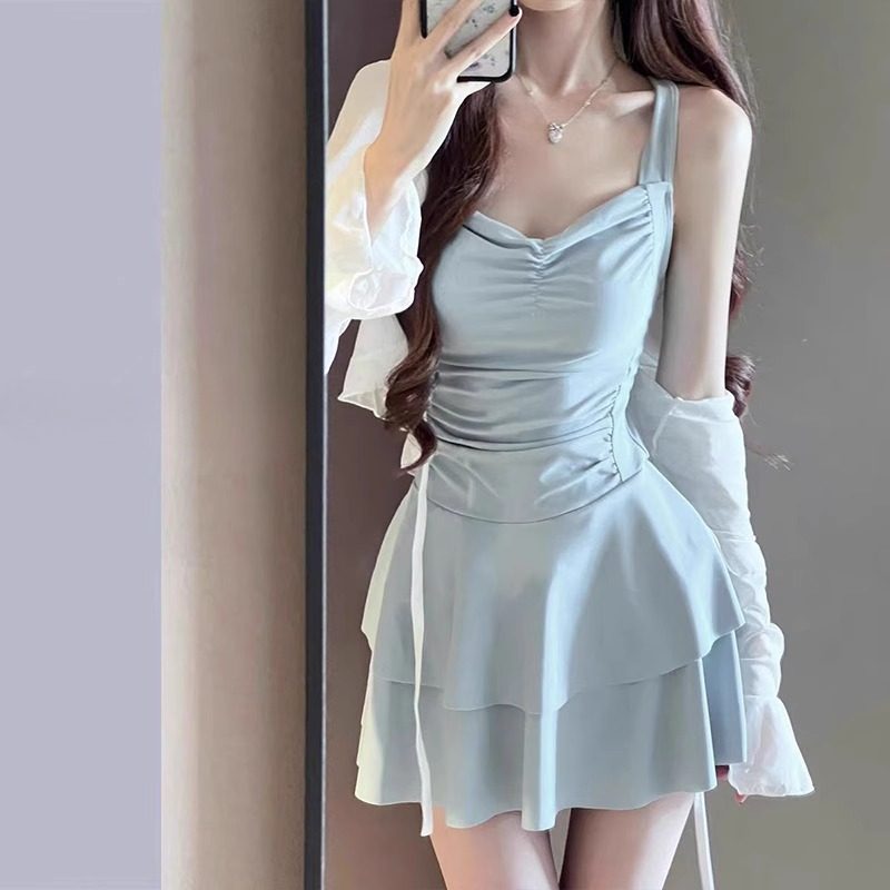 保守又好看的泳衣带胸垫高级感显瘦泡温泉女ins高颜值独特漂亮