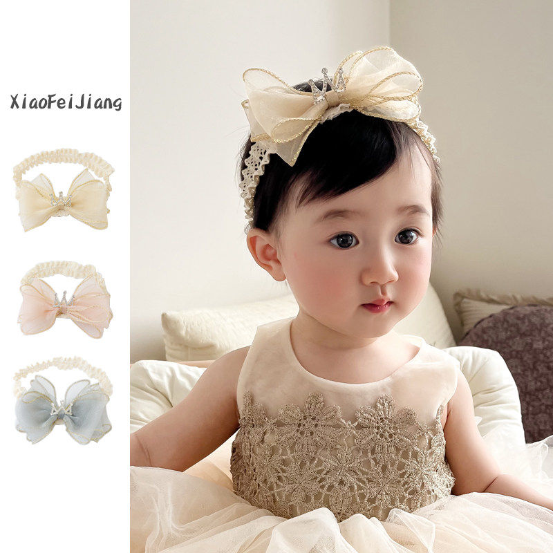 婴儿发带夏季韩版洋气蝴蝶结公主皇冠头饰儿童生日周岁女宝发饰