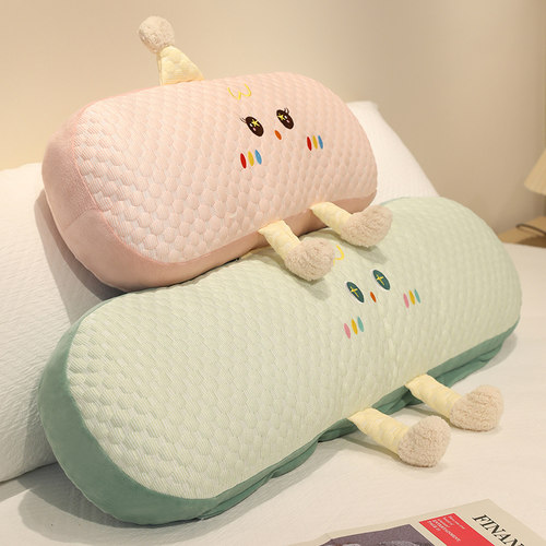 夏季冰丝豆豆长条睡觉枕头可拆洗