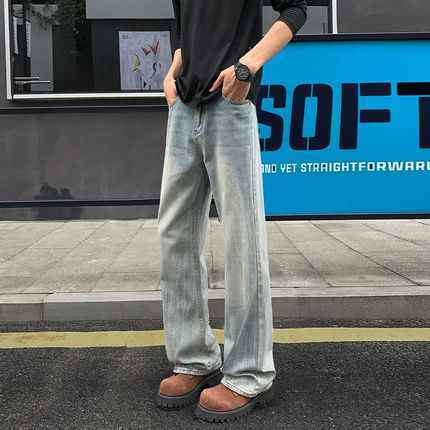 APUEE店铺叁佰TTBRO新品田尼克工作室潮微喇扎花闪电纹牛仔裤