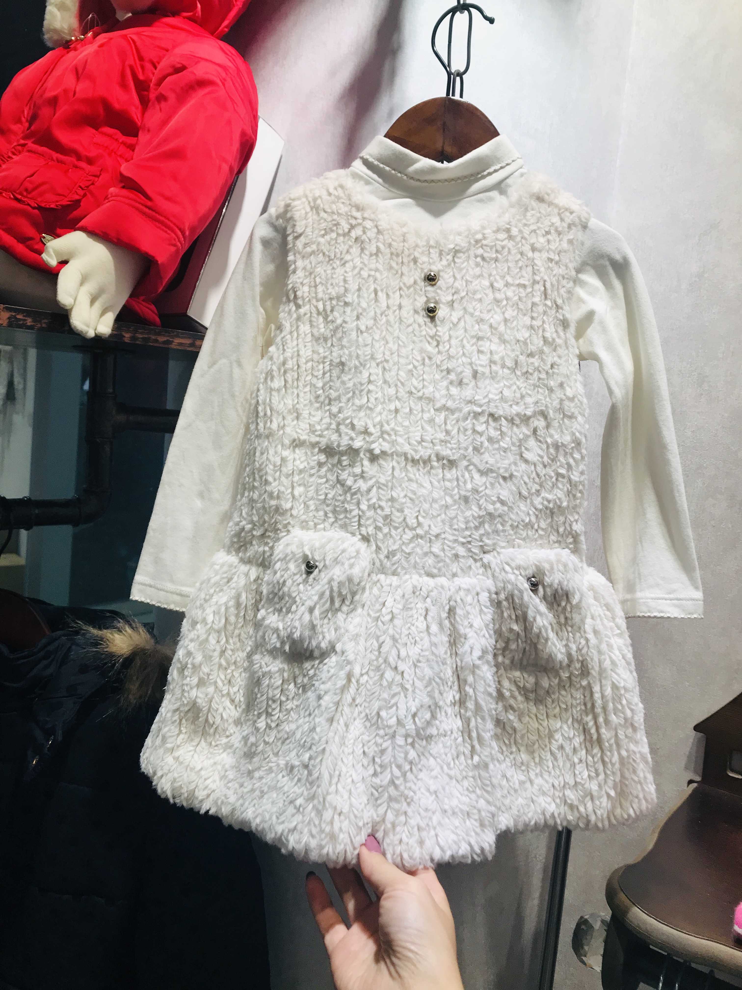 西班牙麦悠mayoral专柜特价女两件套连衣裙加厚背心裙可分开2964