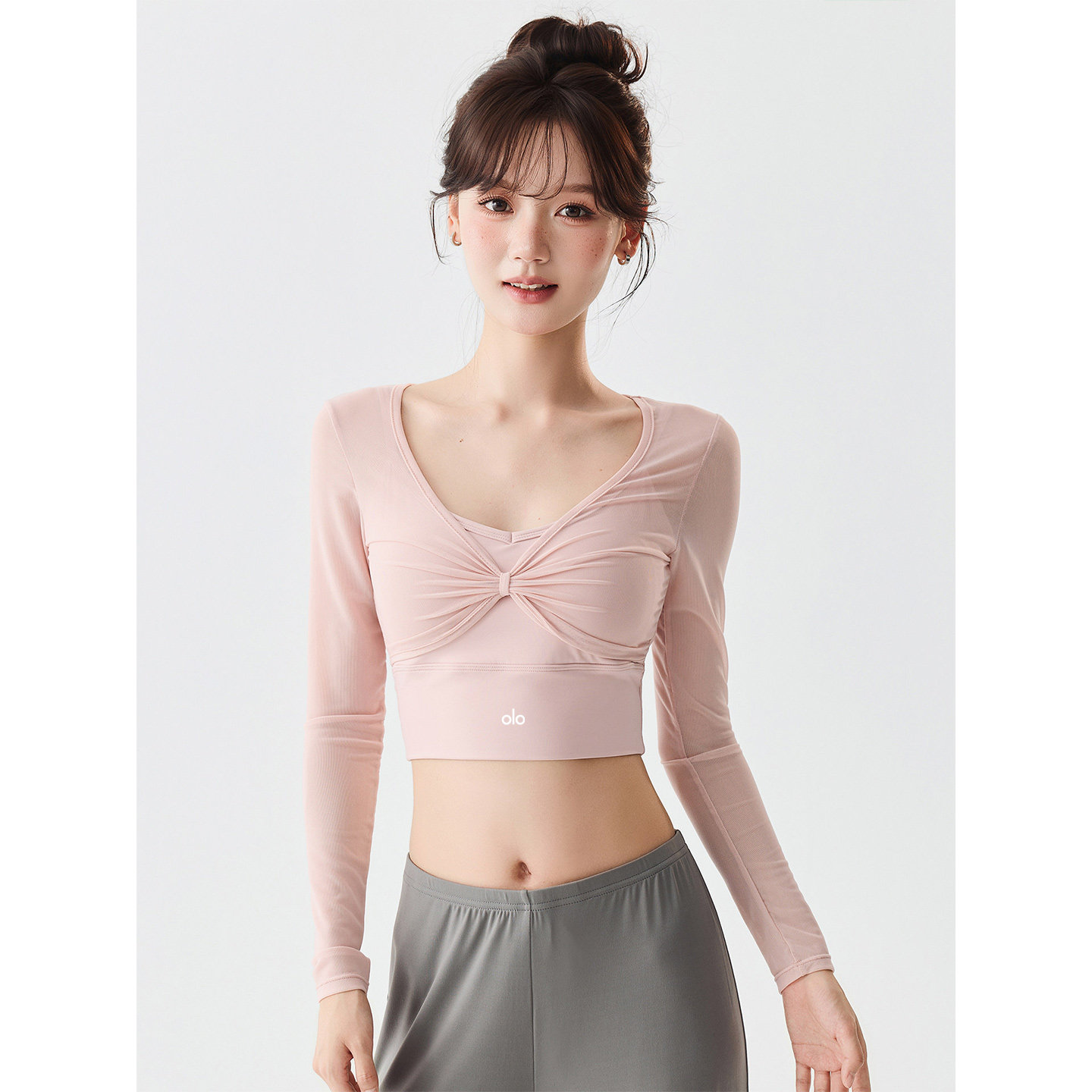 春夏秋新款假两件网纱拼接瑜伽服