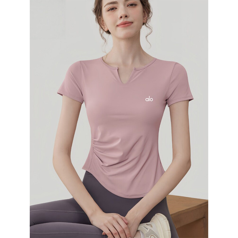 AIo瑜伽服女新款短袖带胸垫