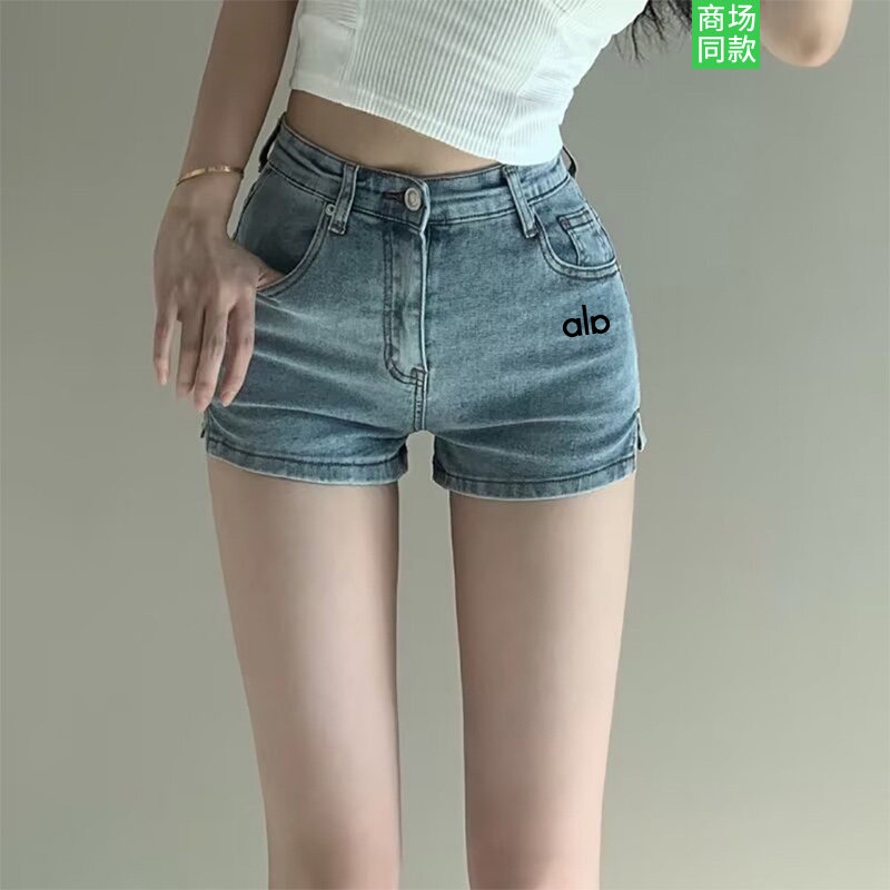官网奥莱开叉紧身牛仔短裤女夏季2025年新款外穿高腰显瘦a字热裤