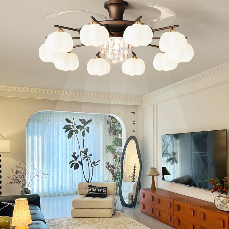 灯氏客厅吸顶灯中古风轻奢大厅吊灯2025新款隐形变频餐厅吊扇灯