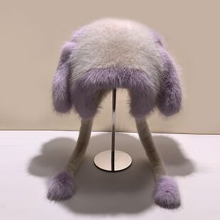 新款甜美浣熊可爱耳朵毛绒狐狸毛毛雷锋冬季加厚保暖防寒护耳帽子