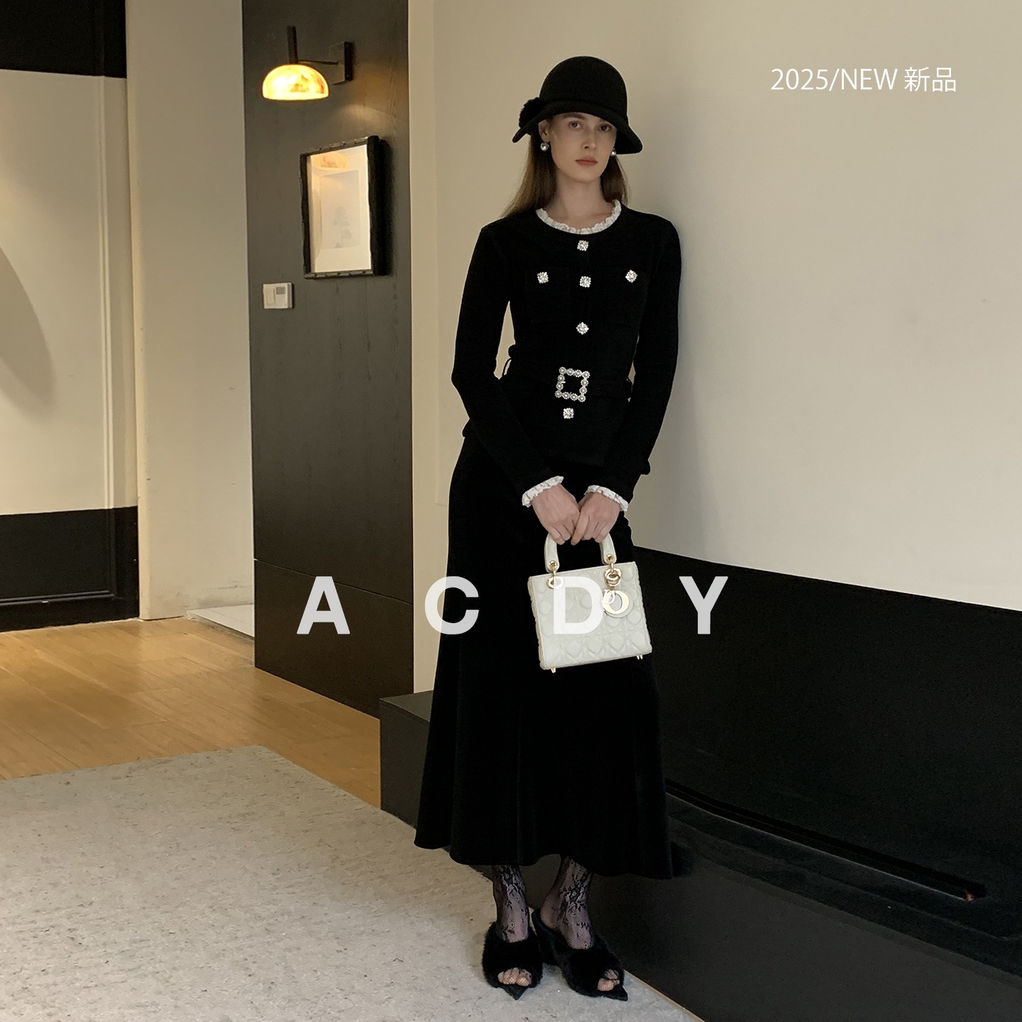 ACDY【风尚主调·情书】法式蕾丝领单排扣针织假气质小香风短外套