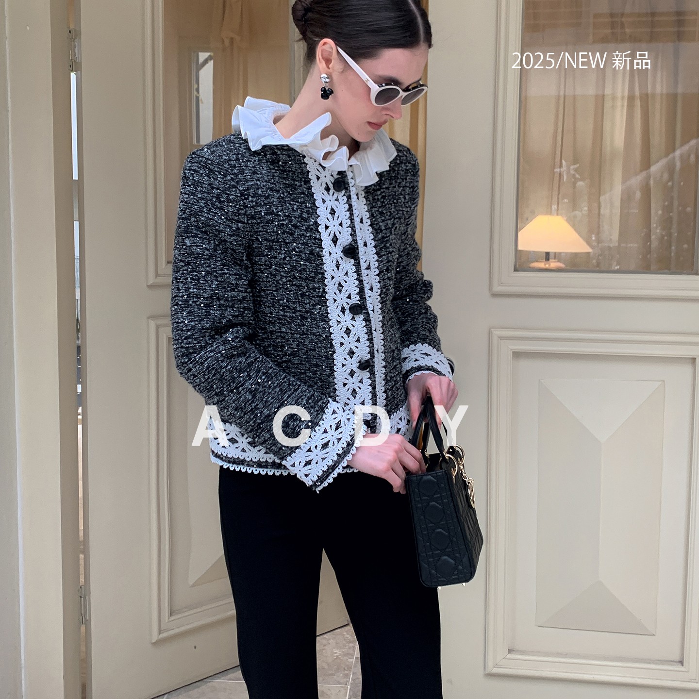 ACDY【风尚主调·千金归来】外套女小香风蕾丝拼接气质千金风外套