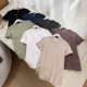 正肩素色白T25春夏新款 日单外贸纯棉女装 大师T圆领T恤短袖 474404