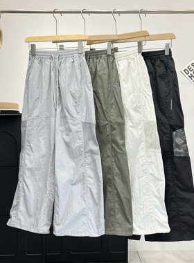 纯色网眼拼接薄款透气速干冰感工装裤宽松显瘦运动女裤休闲裤Z416