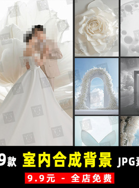 薇拉美人纪室内梦幻花门婚纱MJAI背景PS设计合成JPG素材模板 K951