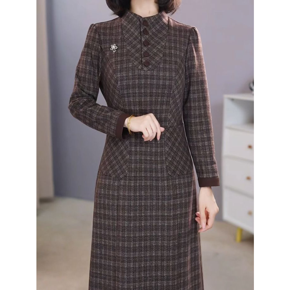 2026秋季新款优雅洋气遮肉显瘦裙子磨毛软金纺时尚气质礼服裙女