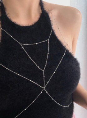 The Brunette 创意三角铜珠镀真金bikini身体链性感胸链百搭女