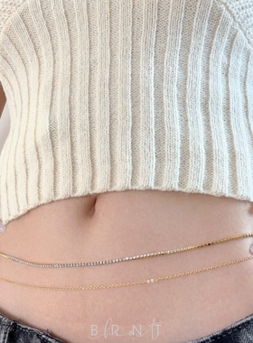 BRNT 简约双层性感叠带钛钢细链超闪腰链显瘦欧美街拍辣妹身体链