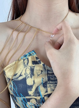 BRNT 欧美风个性多层钛钢项链肩链一体时尚辣妹锁骨链性感身体链